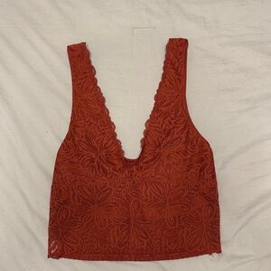 Aerie Scarlet Ribbed V-Neck Bralette/Top